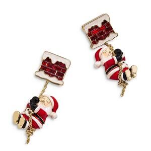 New Baublebar Hurry Down the Chimney Santa Holiday Dangle Drop Stud Earrings
